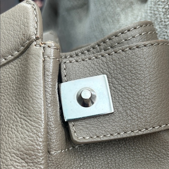 Jimmy Choo Farrah Taupe Leather Designer Tote Bag - Picture 7 of 13